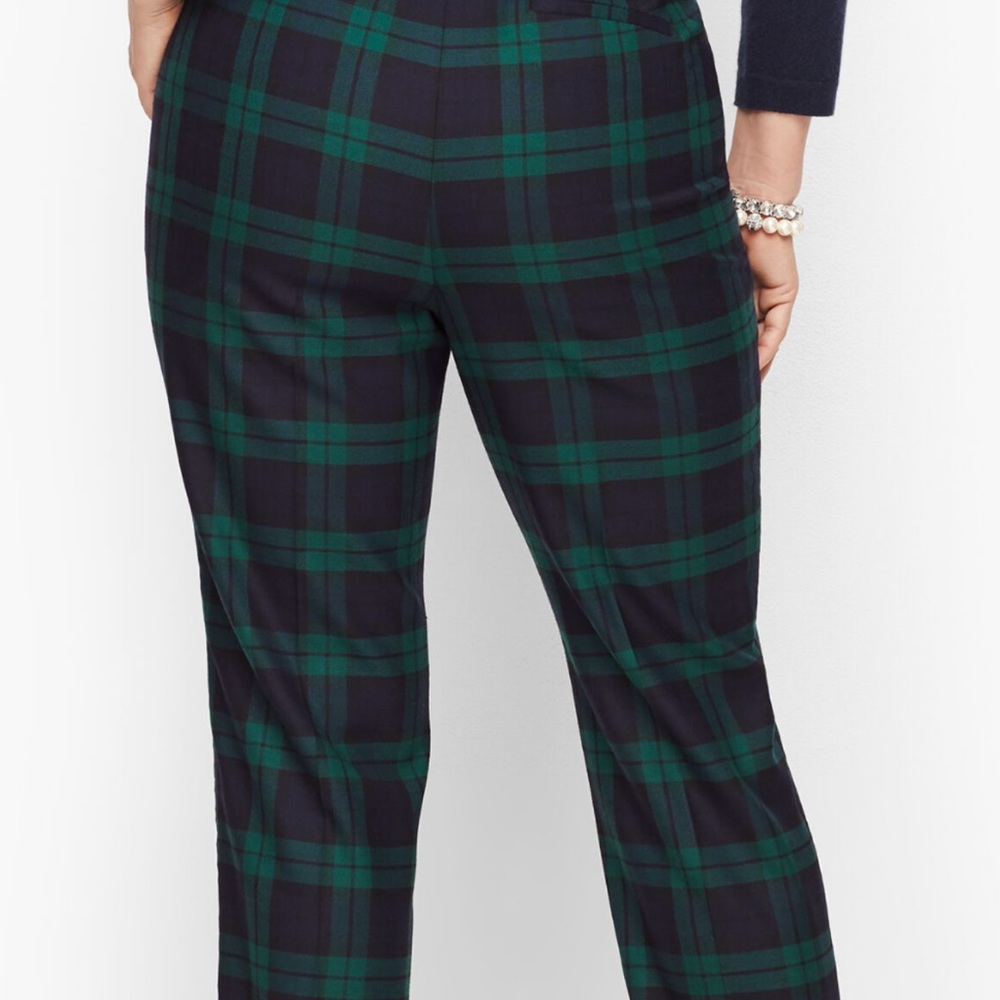 Hottopic Slim Crop Pant Stretch Wool‎ Black Watch Green. Size XL